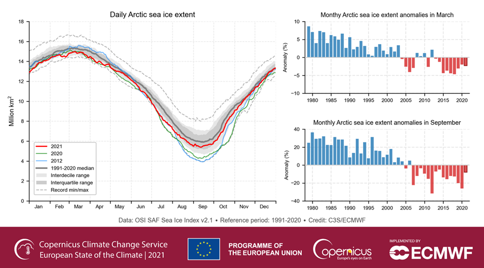 daglig udbredelse af havis i Arktis